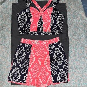 Neon Pink & Black Aztec Two-Piece Set